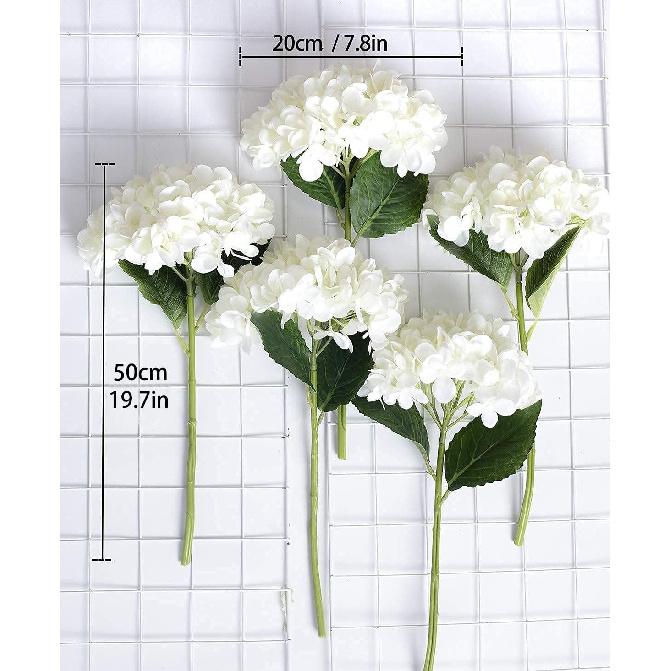 PARTY JOY 12PCS 15.4In Artificial Hydrangea Silk Flowers Bouquet Faux Hydrangea Stems for Wedding Centerpieces Home Decor (White,12pcs)