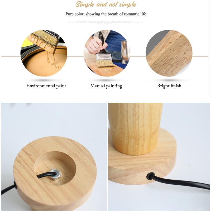 Retro Vintage Wood Table Lamp E27 Socket Wooden Desk Lamp Base Holder EU Plug Bedside Lamp 220V 110V Home Decor Table Light