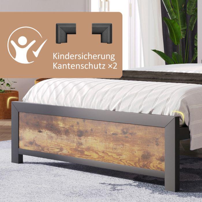 Metal Bed - MUVOE - 90 X 200 Cm - Headboard with Storage - Industrial Design - Capacity 120KG