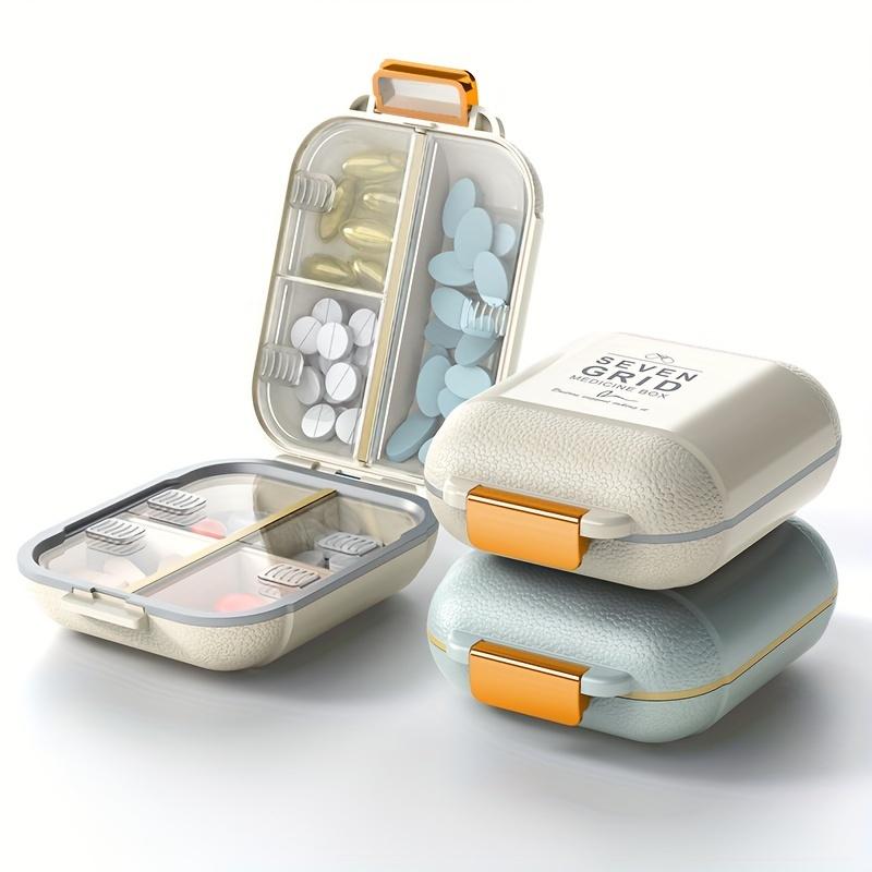 1PC 7-day Medicine Box with Orange Handle - Large Capacity, Dustproof and Moisture-proof Vitamin and Medicine Storage Box Polypropylene Material