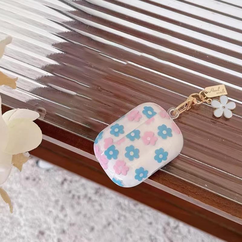 Blue, pink flower design earphone case protective cover is suitable for AirPods pro1 generation earphone case protective case