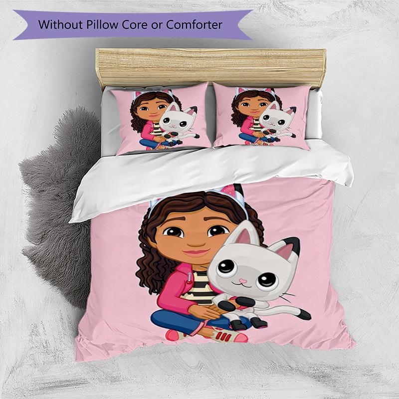 3pcs Gaby's Bubble House3 Design Cover Set - HD Printed Bedding with 1 Cover and 2 Pillowcases - Perfect for Home and Dorm Decor