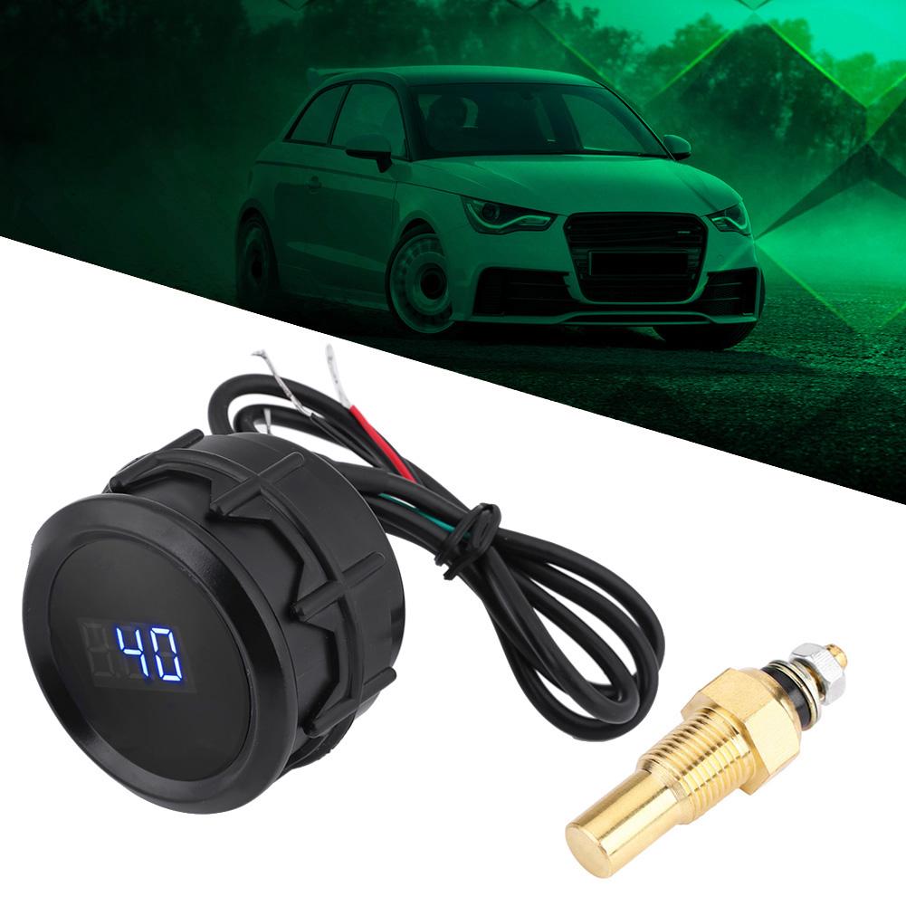 2 Inch 52mm Car Blue LED Digital Water Temperature Gauge Kit with Temp Sensor Black
