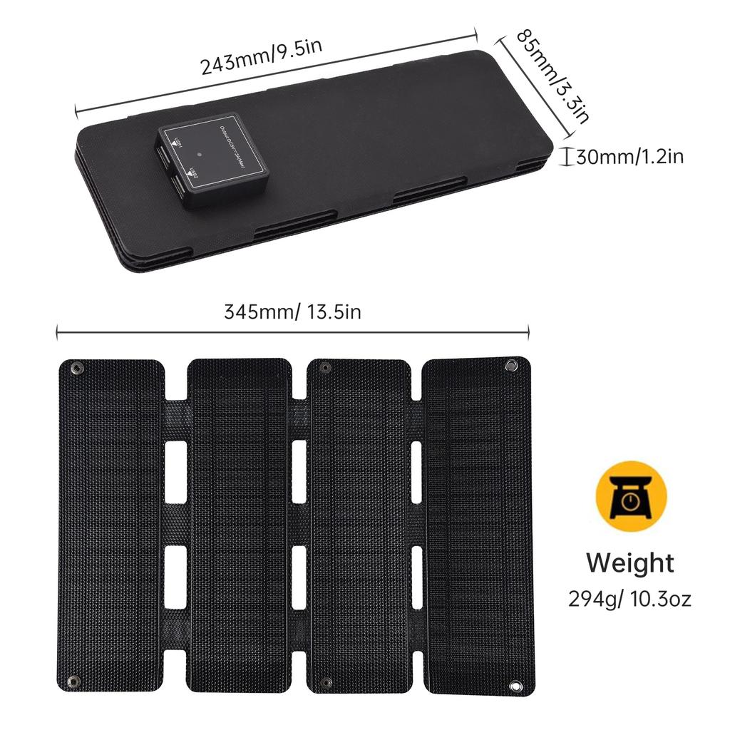 13W 5V Foldable Solar Panel Portable Solar Power Monocrystalline Silicone Solar High Efficiency Solar Module with Dual USB Output