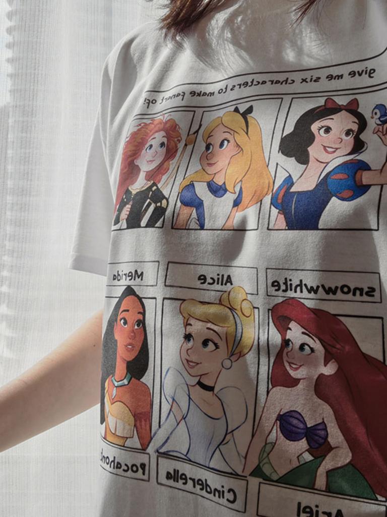 S New Sweet Princess Collection Cartoon Printed Fashion WoUnisex Tshirt Loose Large Korean Edition Short Sleeve Top