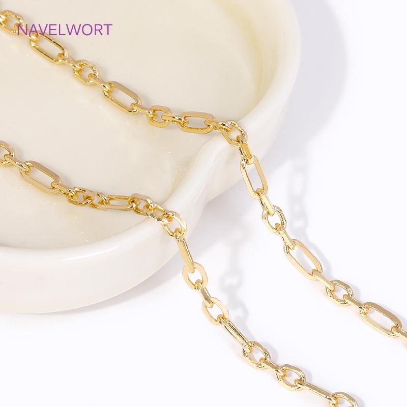 18K Gold Plated Brass Oval Cable Chain High Quality Metal Bulk Chains For Jewelry Making DIY Handmade Jewellery Making Supplies