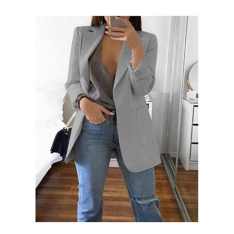 Lapel Women Loose Turndowncollar Long Sleeve Casual Blazer Women Outwear