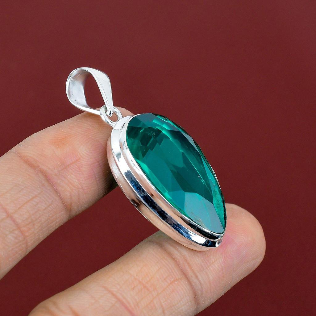 Faceted chrome diopside pendant natural gemstone pendant 925 sterling silver pendant chrome diopside jewelry handmade pendants wedding gifts