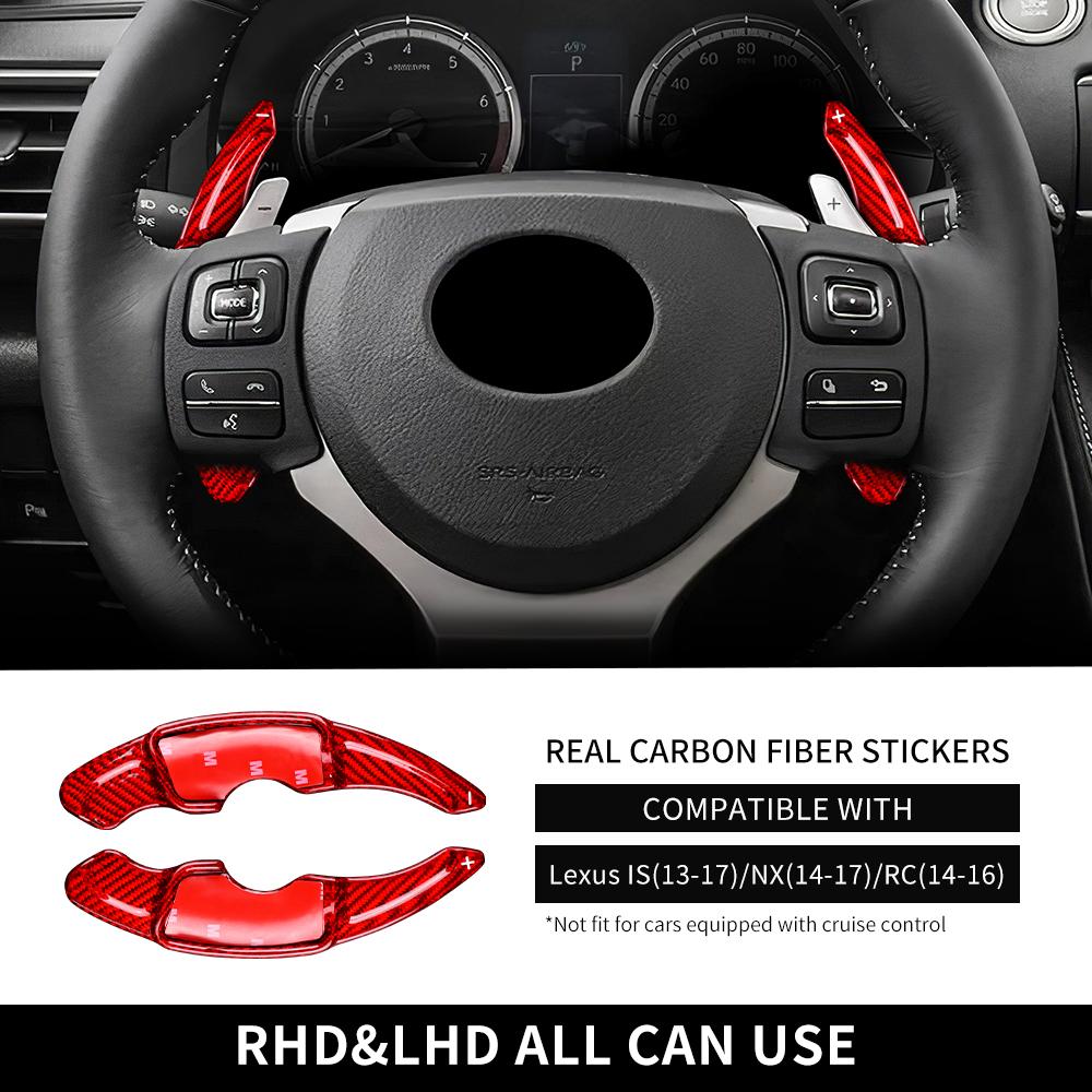 Real Hard Carbon Fiber Cover For Lexus IS 2013-2017,NX 2014-2017,RC 2014-2016 Car Steering Wheel Paddle Covers Sticker For IS 2013-2017