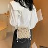 Bag exquisite hand-woven hollow personality women's handbag new imitation pearl woven shoulder messenger bag