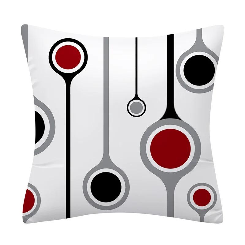 Geometric Red and Black Wave Decorative Pillowcase Car Ornaments Office Living Room Sofa Home Pillowcase