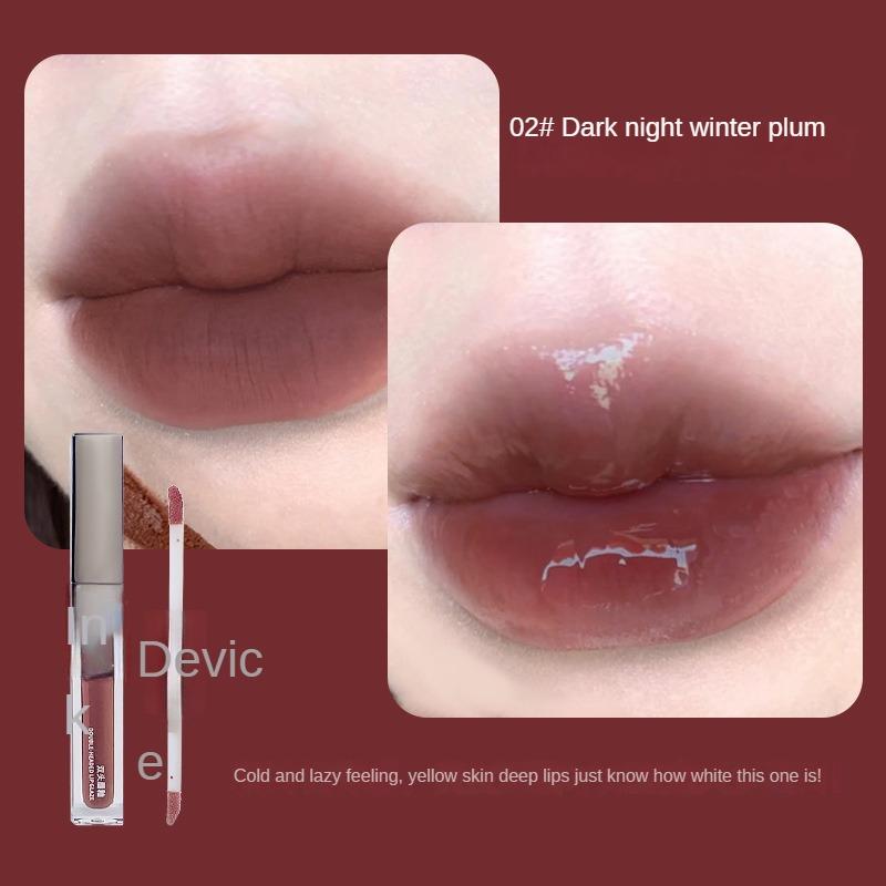Double-ended Lip Glaze, Watery Velvet Matte Whitening Lipstick, Moisturizing Lip Mud Cosmetics