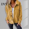 Trendy Women Outerwear Winter Jacket with Double Pockets Thick Fleece Button Closure Cardigan Coat Long Sleeves Warm Windproof Heat Retention Outdoor