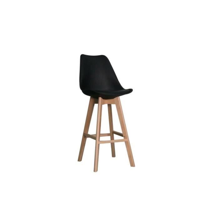 Tabouret - Polyuréthane et hêtre - Noir - 57,5 x 50,5 x 109 cm