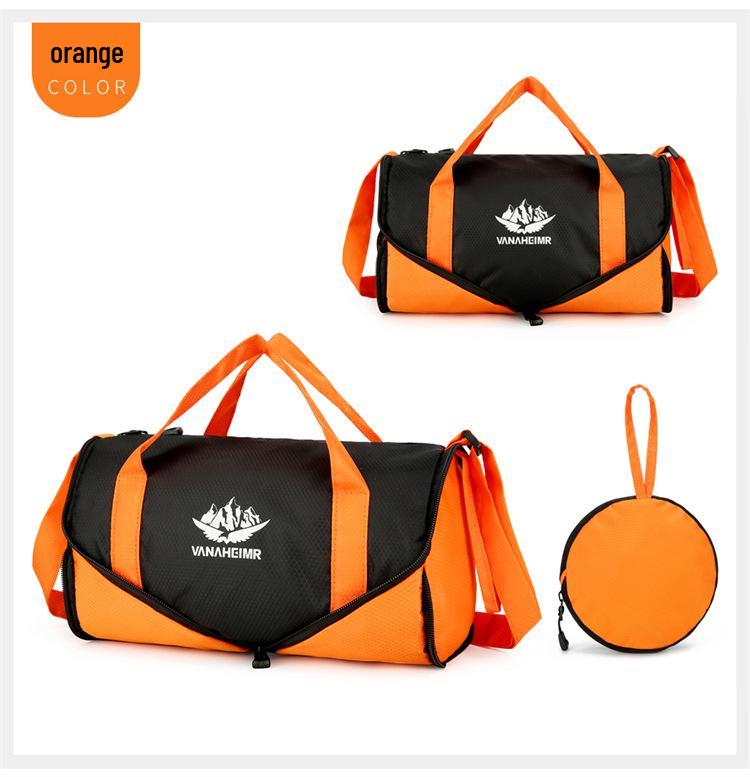 Katlanabilir Tek Omuz Seyahat Spor Çantası: Hafif, Yuvarlak Namlu Tasarımı, Renk Bloklu Moda, Dış Mekan Çapraz Vücut Depolama.