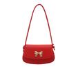 Solid Color 2025 Summer New Fashion Niche Design Shoulder Bag Casual Versatile Foreign Style Bow Messenger Bag