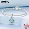 WOSTU 925 Sterling Silver Enamel Compass Pendant Charm For Women