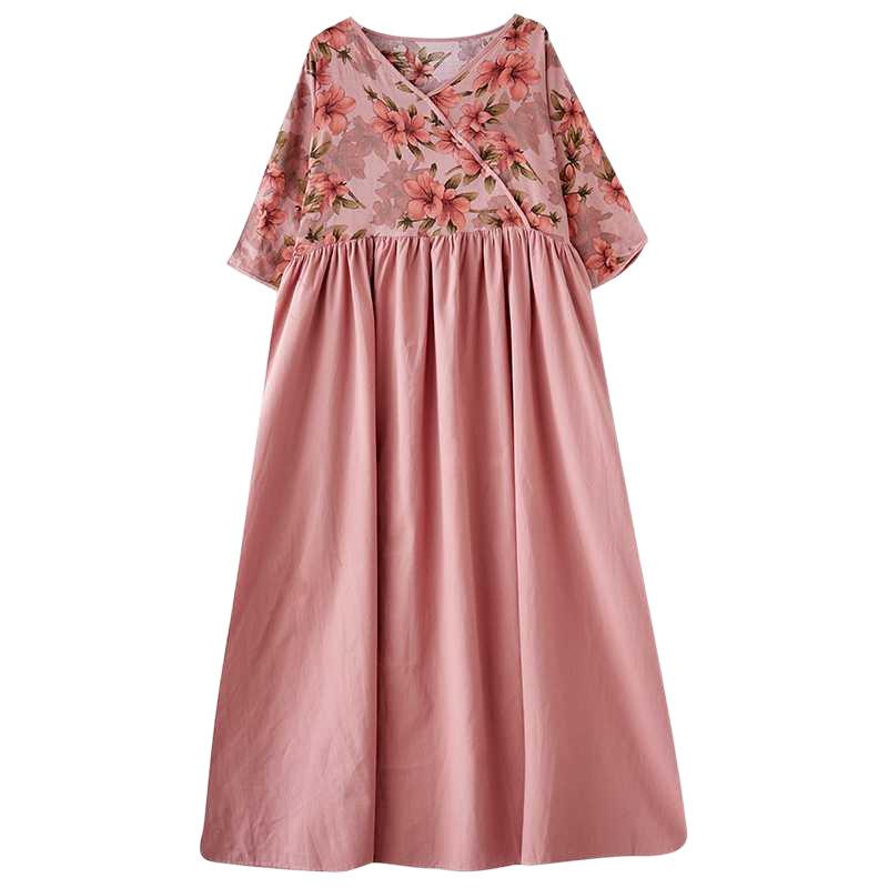 Summer V-neck Dress Plus-size Long Dress