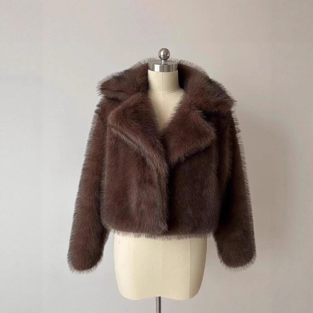 Ins street shooting winter imitation fur jacket trendy fashion short fox fur coat dyed environmentally friendly fur women's clothing