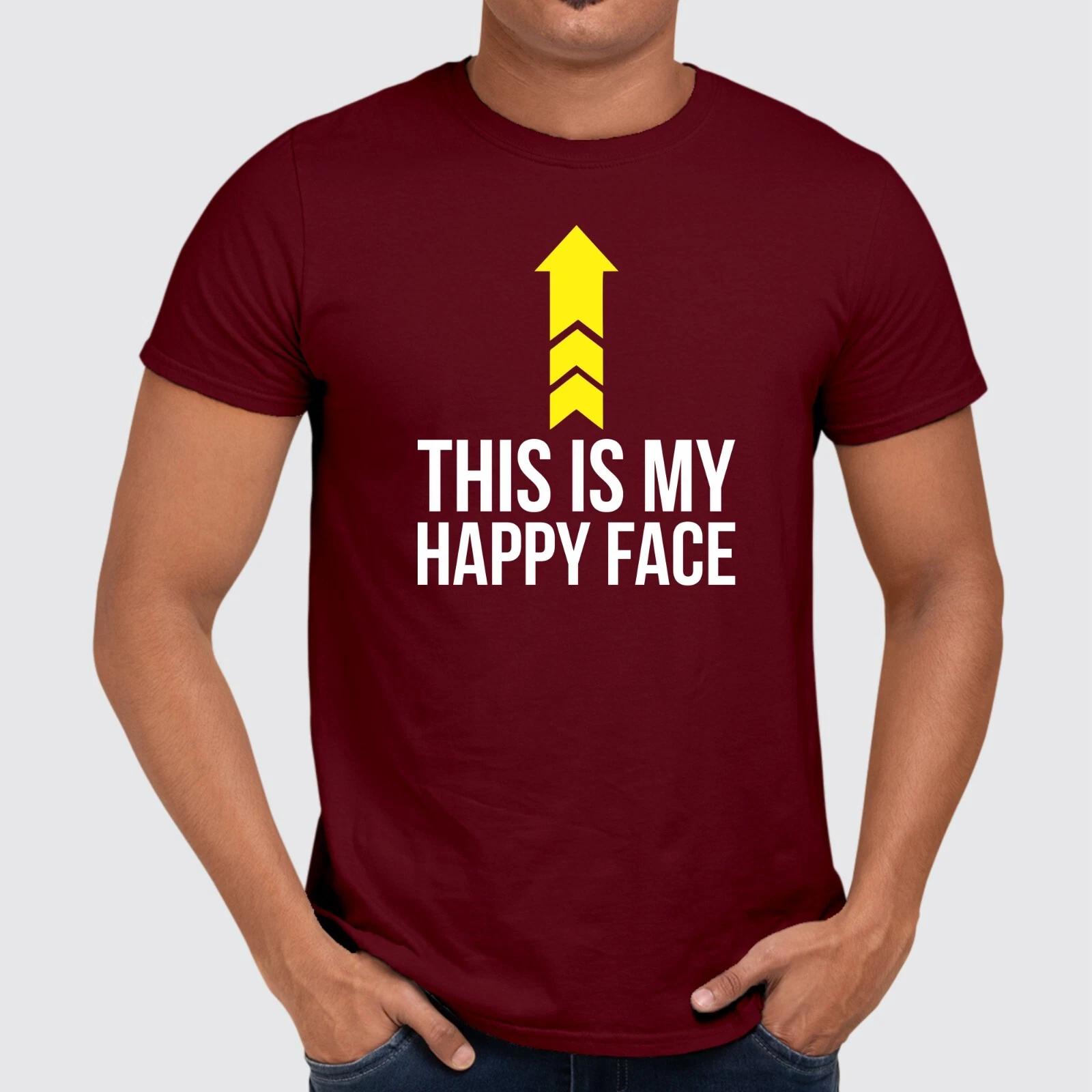 This Is My Happy Face Printed T Shirt Funny Christmas Gift Short Sleeve T Shirt L