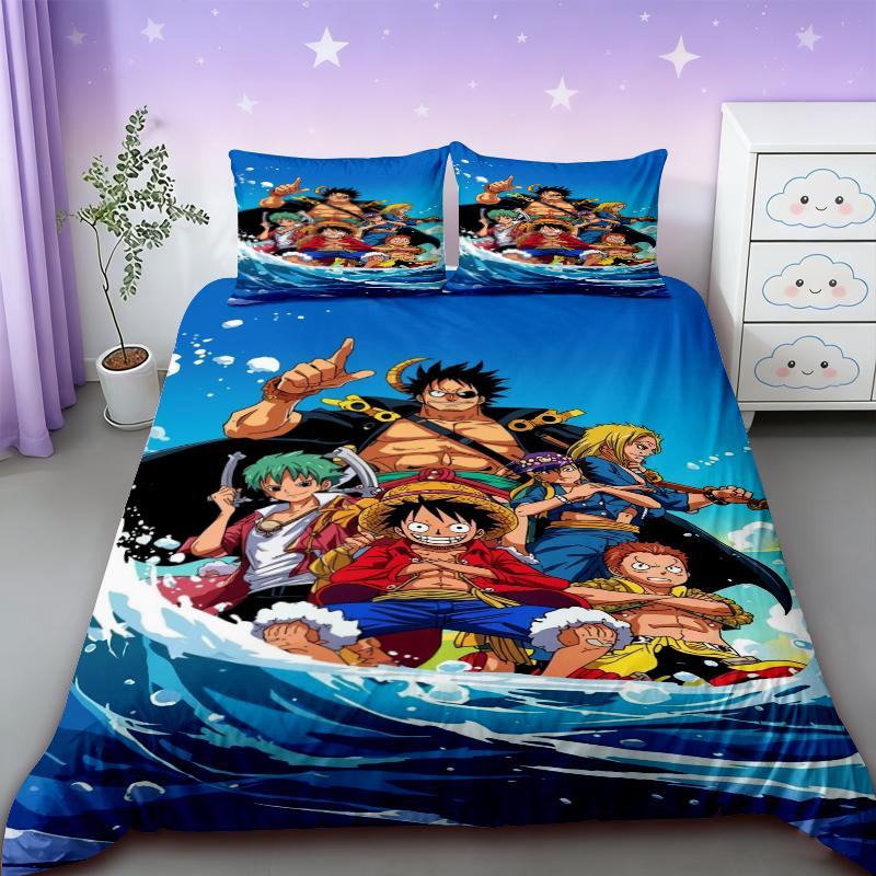 3pcs One Piece Duvet Cover Set Luffy Sauron Anime Bedding Set Quilt Cover with 2 Pillocase Bedroom Decor Teens Best Gifts