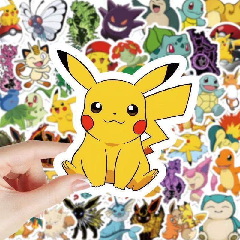 100Pcs Character Sticker Set Pikachu Gengar Stickers Cartoon Decals For Diy Crafts Notebooks Kids Toys Gift