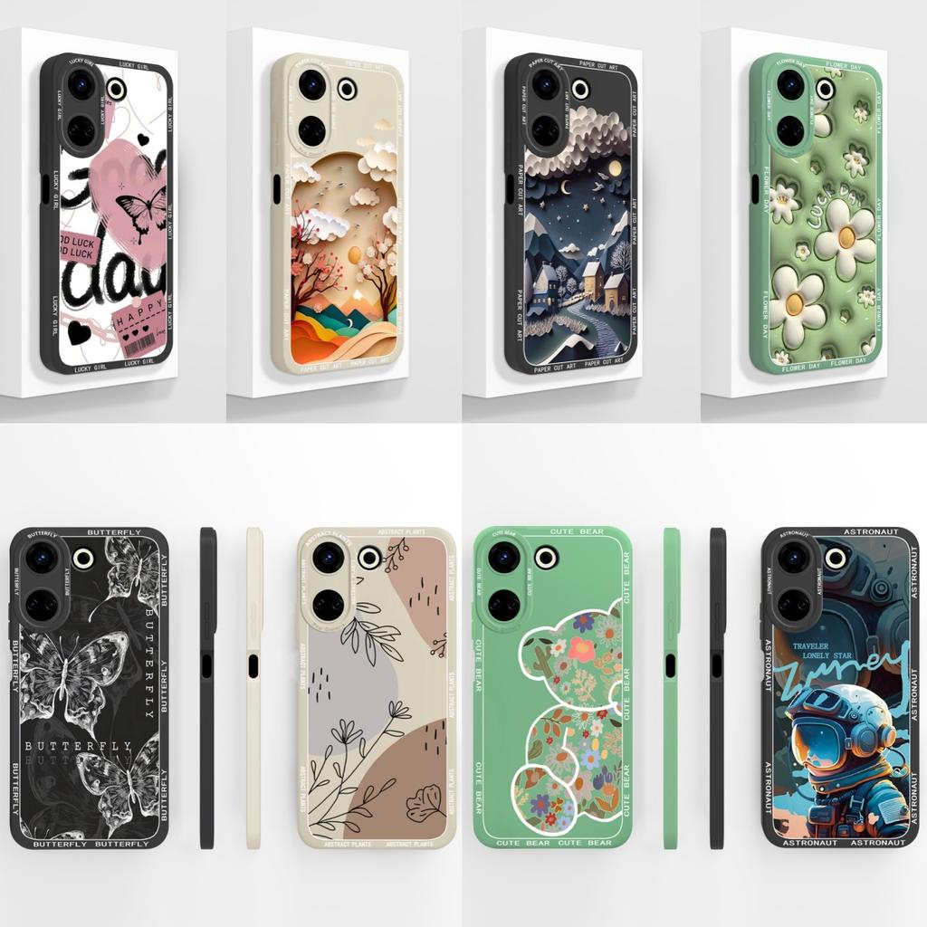 For Tecno Camon 20 Pro 20Pro 4G 5G Phone Case Exquisite Painted Soft Liquid Silicone Back Cover Full Protection Anti Choc Shell