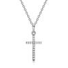 Fashion Rhinestone Cross Necklaces Silver Gold Color Long Chain Simple Pendants for Women Men Zircon Jewelry Gifts
