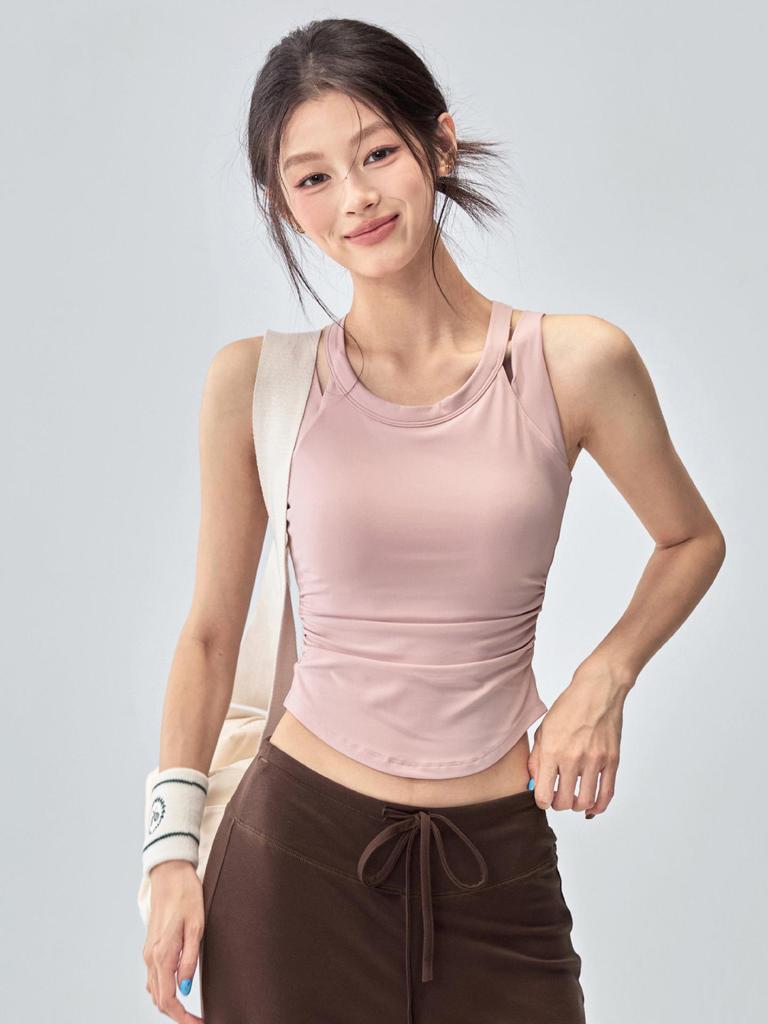2026 Shockproof Sports Vest & Yoga Suit Set - Integrated Running Outerwear with Chest Pads