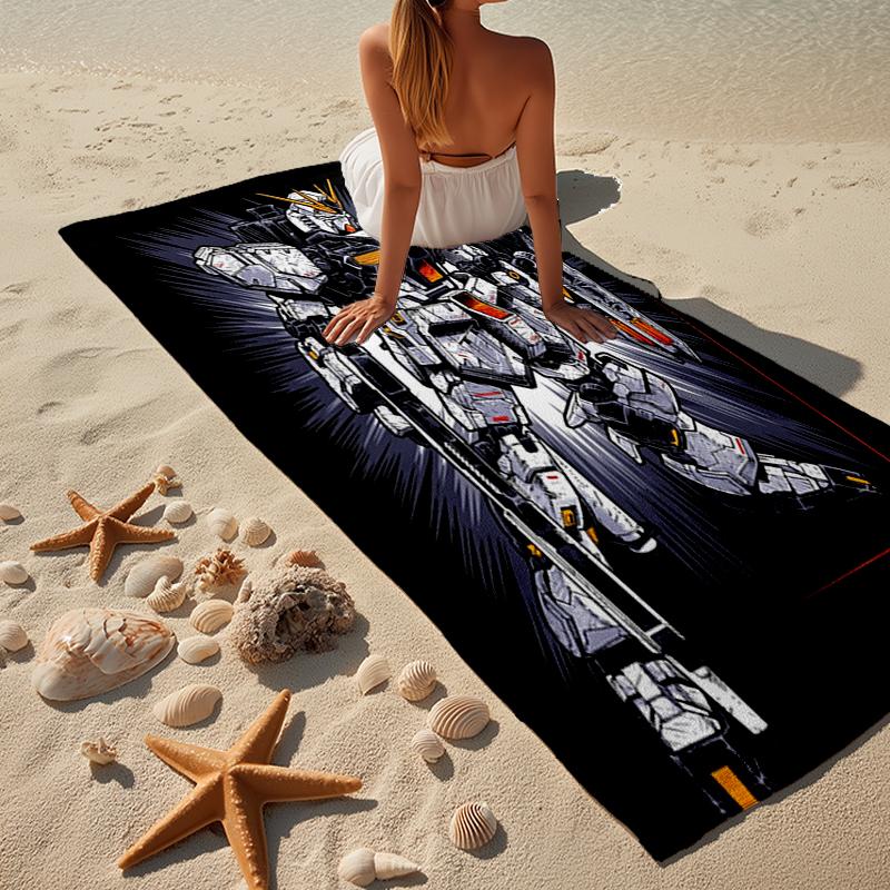 Mecha Armor Robotic Design Beach Towel, Super Soft Microfiber, Gift for Her/Him, Birthday, for Pool, Beach, Travel, Home Decor Fan gifts