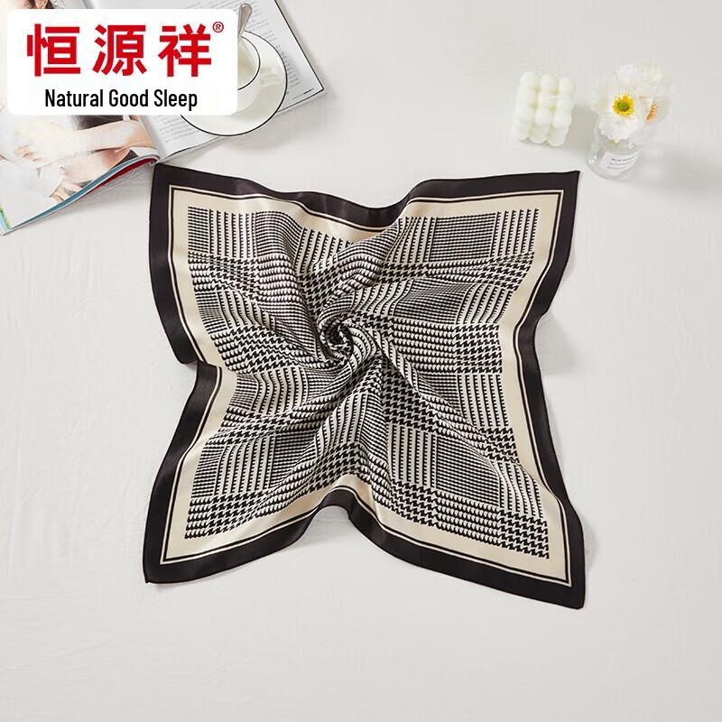 Hengyuanxiang Silk Houndstooth Square Scarf