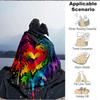 1pc Heart Rainbow Lightweight Flannel Blanket, Comfortable and Warm Blanket, for Office and Camping Sofa Bed073