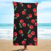 Black Cherry Pattern Ultra Fine Towel, Quick Dry Strong Wrap Design Soft Absorbent for Beach Pool Outdoor Vacation