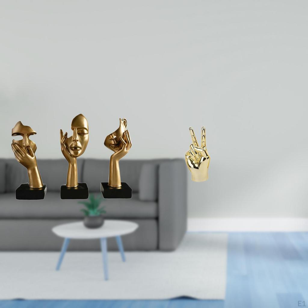 Resin Thinker Finger Gesture Abstract Art Sculptures Creative Tabletop Decorations for Office Living