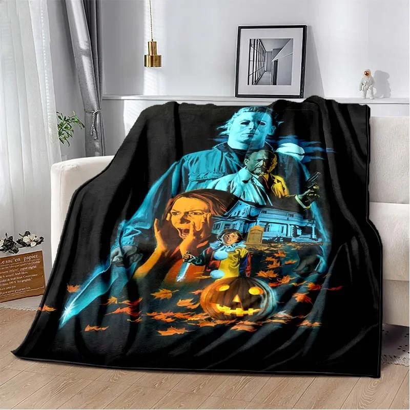 Horror movie character M-Michael Myers Halloween Home Bed Blanket Comfortable Portable Bedroom Sofa Picnic Blanket Gift