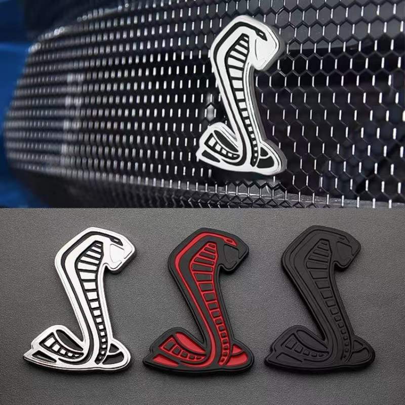 3D Metall Mustang Schlange Kobra Viper GT350 Autoaufkleber Abziehbilder Motorhaube Frontgrill Emblem Für Ford Mustang Shelby SVT GT500