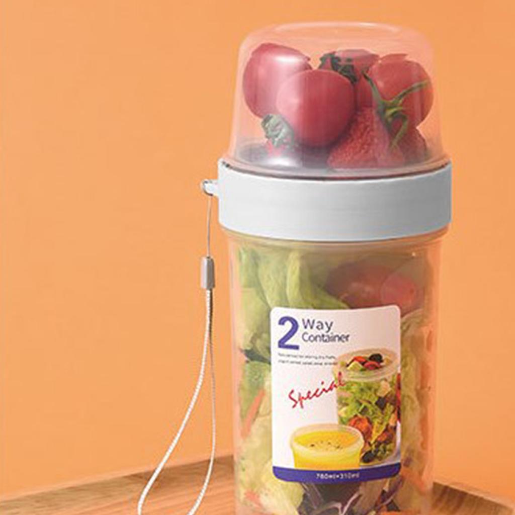 Portable Food Container 2 Layer Storage Bottle Seal Pot Airtight Canister for Yogurt Salad Fruit