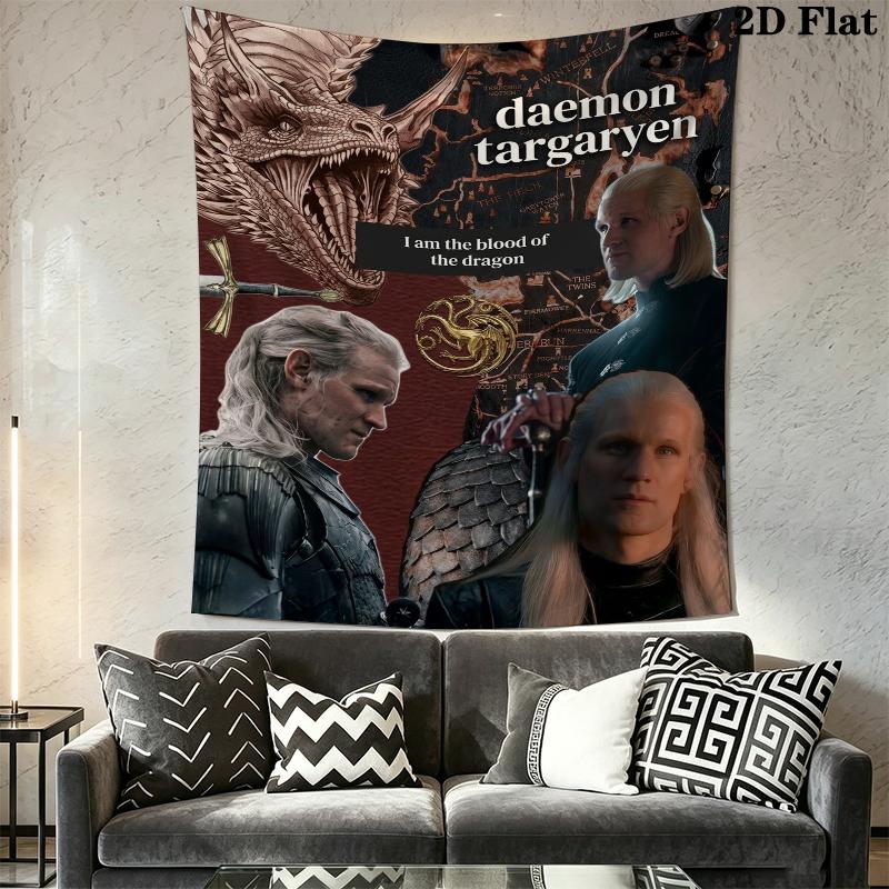 Tapiz de Pared de Daemon Targaryen Colgante de Pared Estético Manta de Tela Impresa Tapices Decorativos para Dormitorio Sala de Estar Decoración del Hogar