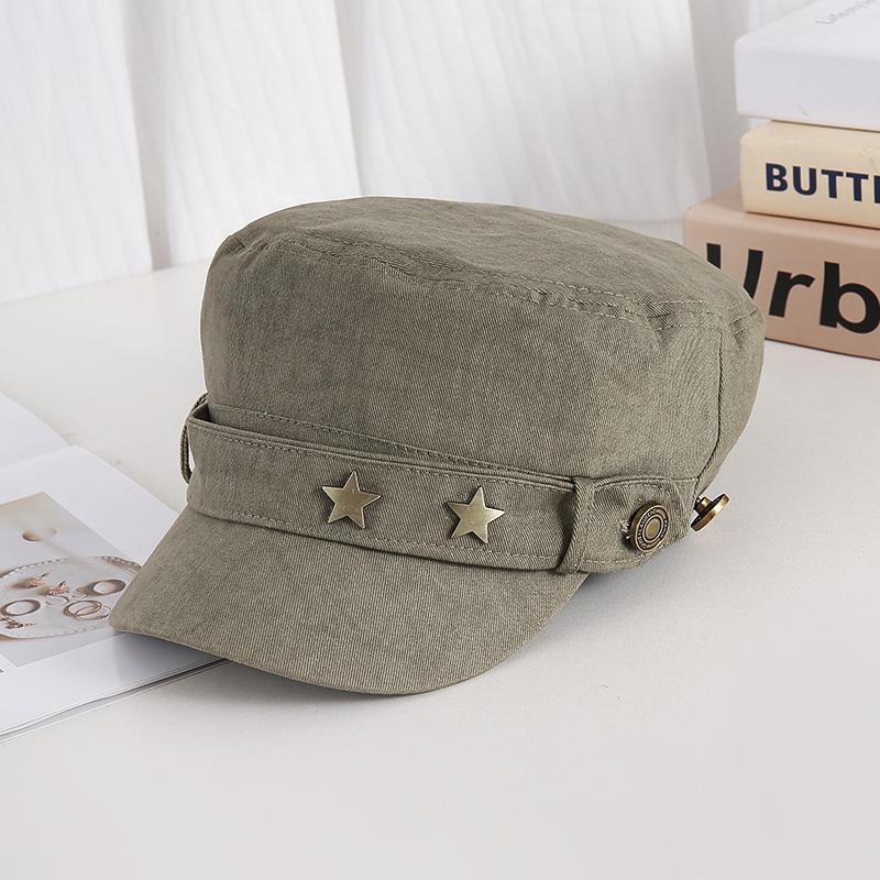 Flat-top equestrian hat for women, small face in autumn and winter, big head circumference, Maillard retro duck tongue beret, new model.