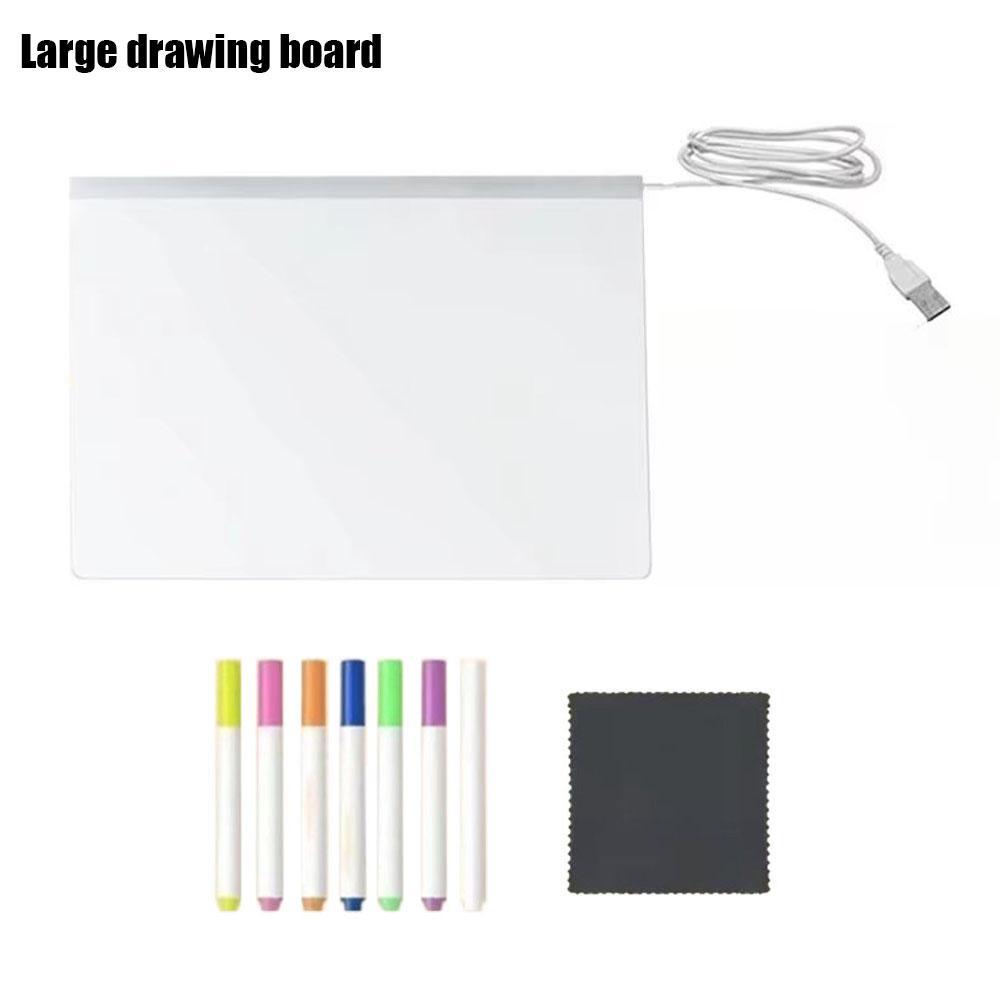 Light Up Acrylic Message Board Rewritable DIY Children's Glowing Drawing Board Message Lamp With 7 Colorful Pens