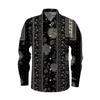 New Men's Long Sleeved Shirt with Casual Lines, Floral Retro Long Sleeved Shirt, Button Up Lapel Men's Shirt