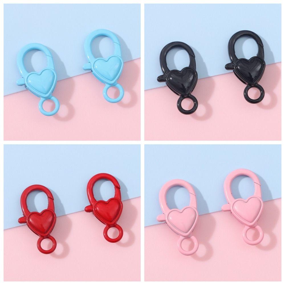 2 Pcs/bag Zinc Zinc Alloy Handmade DIY Keychain Baking Paint Spring Buckle 27MM Heart Lobster Clasp  Student