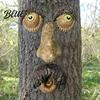 Halloween Tree Decorations Glow‑in‑the‑Dark Face Garden Decor Funny Old Man Bark Whimsical Sculpture Resin Ornament Outdoor Easter Hugger Yard