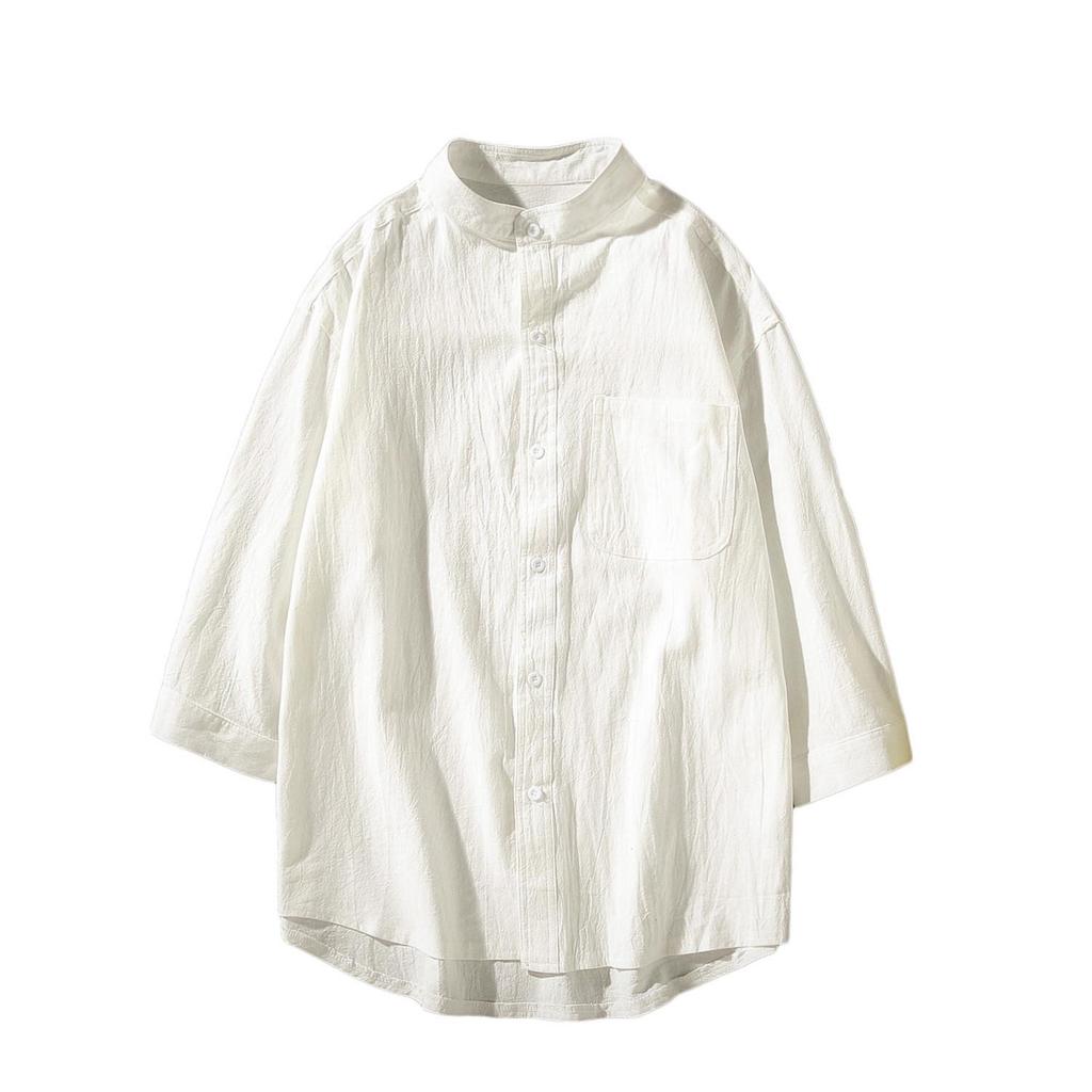 Men's Casual Short-Sleeve Linen Shirt - Summer Cotton Blend