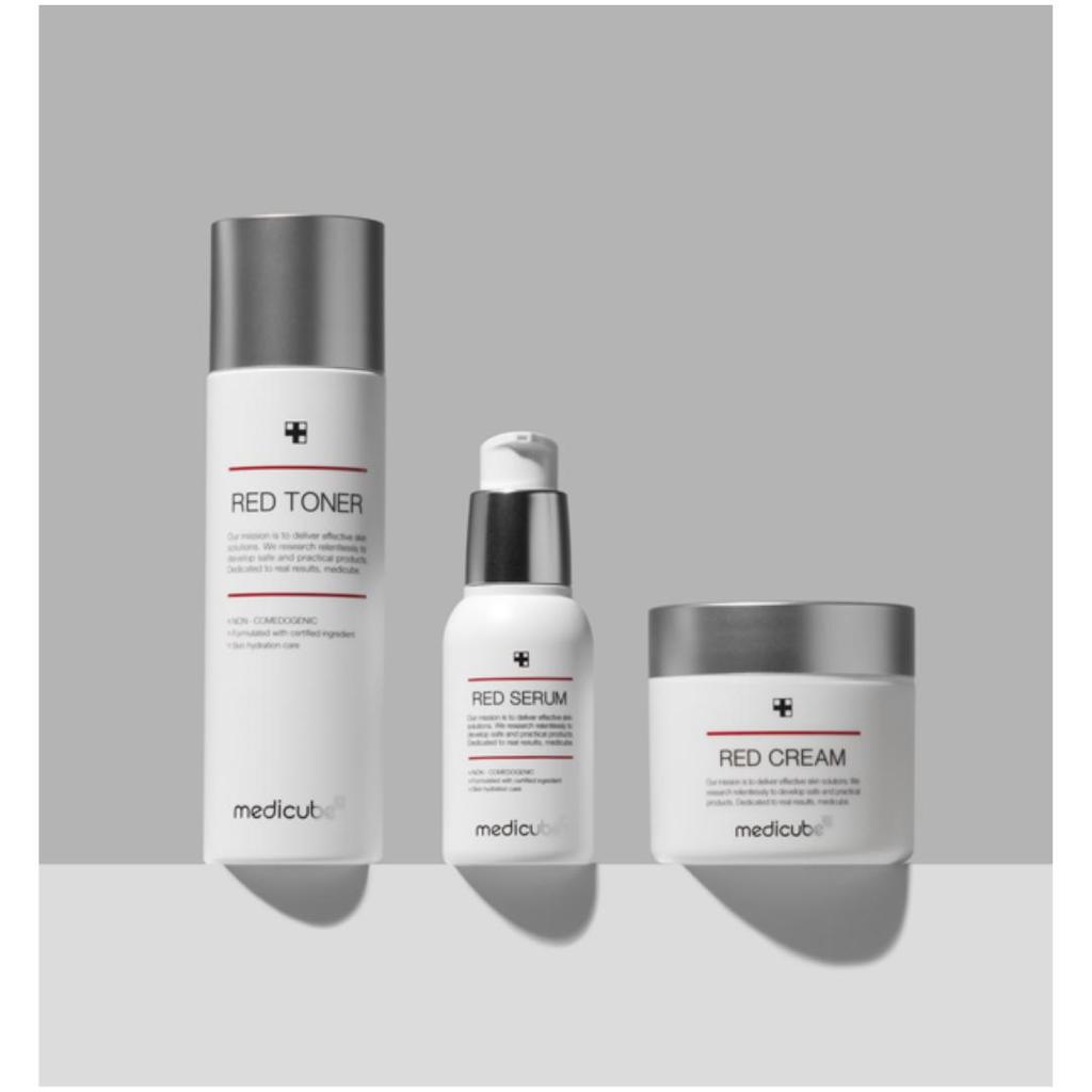 Medicube Red Line 2.0 Plus 3-Piece Acne Care Skincare Set (Red Toner 200ml+ Red Serum 55ml + Red Cream 100ml)