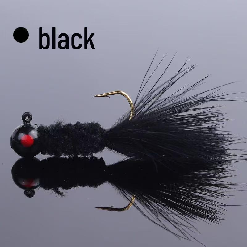 25-Piece Box Set: Five-Color Chicken Feather Lead Head Hooks (1g, 2g, 3.5g)