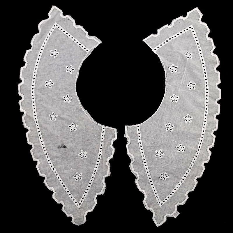Cotton Embroidered Lace Shoulder Collar with Floral Punch Design for DIY Crafts