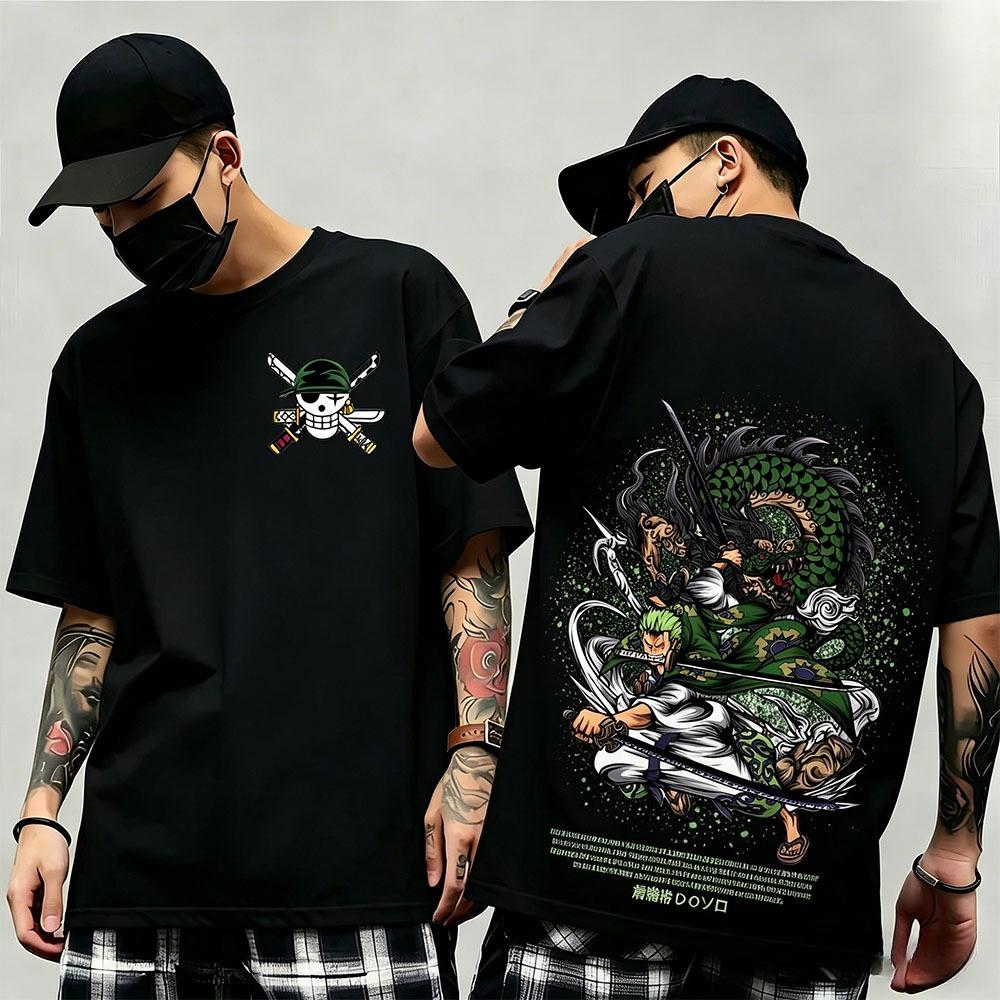 Summer New Arrival One Piece Pattern Tshirt unisex anime print casual shortsleeved fashionable streetwear top Y2K style