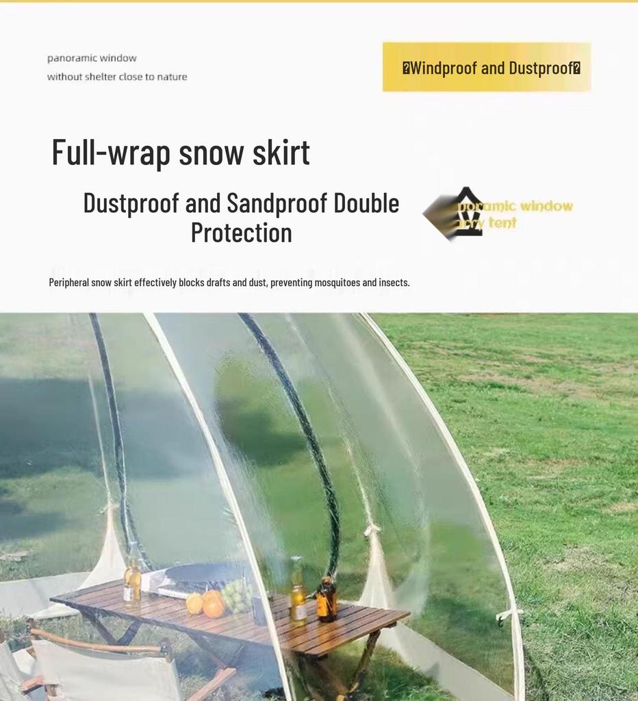 Transparent Spherical Outdoor Tent: Starry Sky Bubble House, Windproof & Warm Sunroom for Dining or Camping, Mongolian Yurt Design.