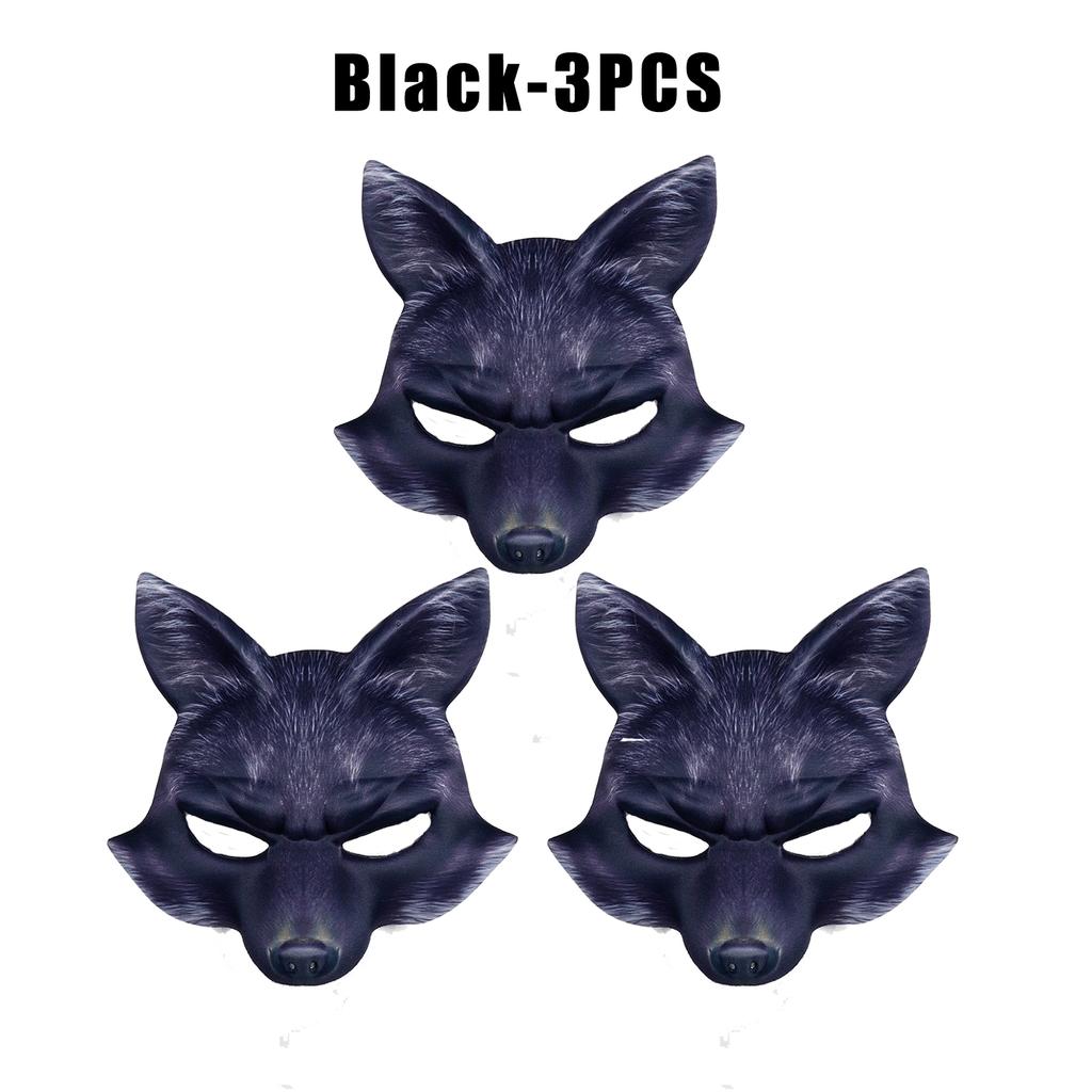 Breathable EVA Fox Half Mask Halloween Animal Cosplay Prop White Fur Effect Party Masquerade Lightweight Face Cover